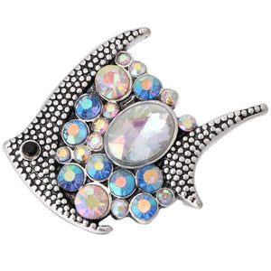 5pcs Colorful Rhinestone Fish Snap Jewelry Fit 18mm Necklace Bracelets