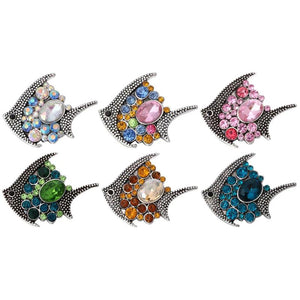 5pcs Colorful Rhinestone Fish Snap Jewelry Fit 18mm Necklace Bracelets