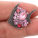5pcs Colorful Rhinestone Fish Snap Jewelry Fit 18mm Necklace Bracelets