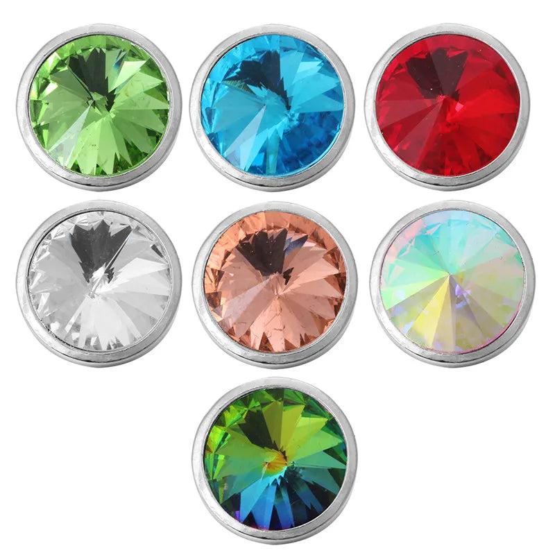 Colorful Rhinestone Metal Round Snap Button Fit 18mm Snap Button Bracelet Neckla
