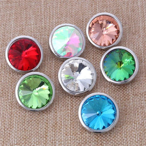 Colorful Rhinestone Metal Round Snap Button Fit 18mm Snap Button Bracelet Neckla