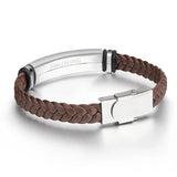 Men's Hand-woven Leather Titanium Steel Bracelet Can Be Engraved