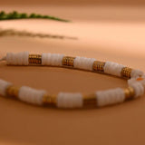 Shell Daisy Charm Bracelet Mother of Pearl Hematite Beads