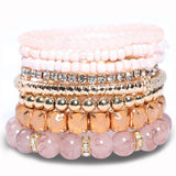 8pcs Colorful Seed Glass Stone Beaded Bracelets Bohemian Elastic Set