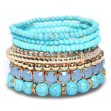 8pcs Colorful Seed Glass Stone Beaded Bracelets Bohemian Elastic Set