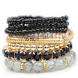 8pcs Colorful Seed Glass Stone Beaded Bracelets Bohemian Elastic Set