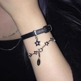 Titanium Steel Band Star Bracelet Pentagram Pendants Punk Bangle
