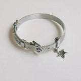 Titanium Steel Band Star Bracelet Pentagram Pendants Punk Bangle