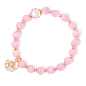 Moon Star Charm Bracelets Cat Eye Beaded Bracelets Women Girls Jewelry Gift