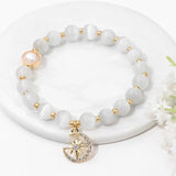 Moon Star Charm Bracelets Cat Eye Beaded Bracelets Women Girls Jewelry Gift