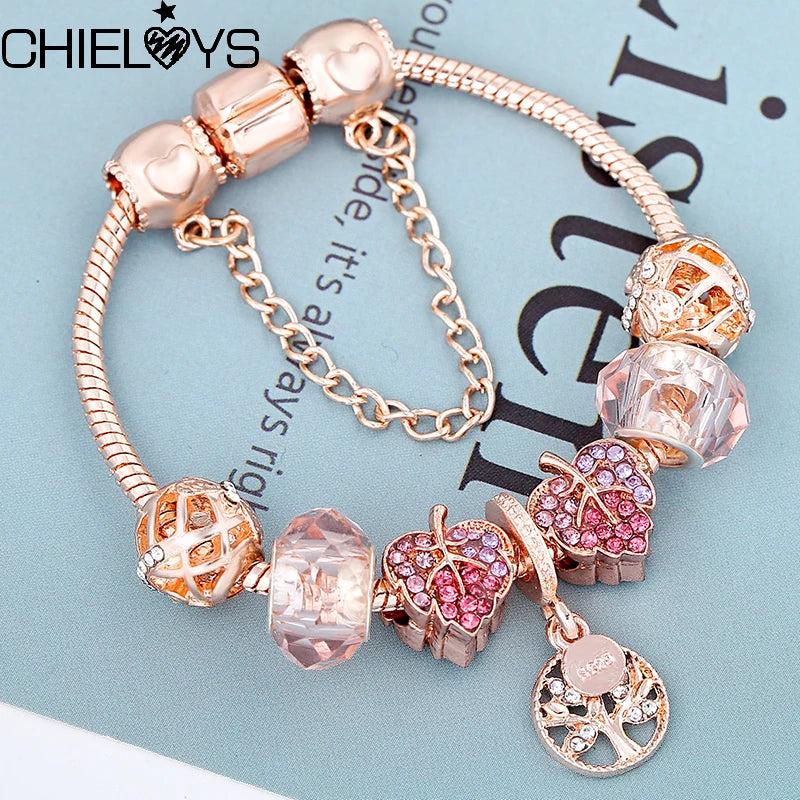 Life Of Tree Charm Bracelet With Leaves Beads