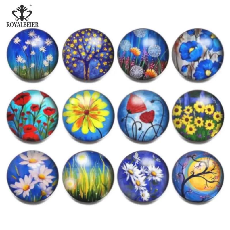 12pcs 18mm Glass Snap Button For DIY Snap Jewelry KZ1084