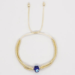 Vintage Evil Eye Beads Bracelet Three Chains Beaded Bracelets