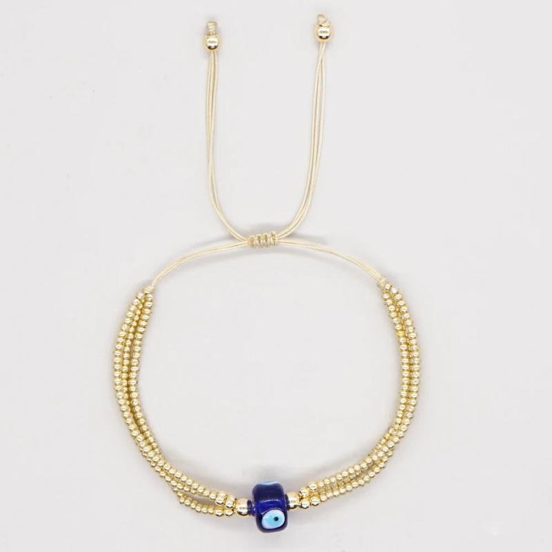 Vintage Evil Eye Beads Bracelet Three Chains Beaded Bracelets