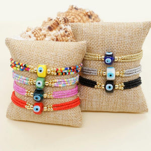 Vintage Evil Eye Beads Bracelet Three Chains Beaded Bracelets