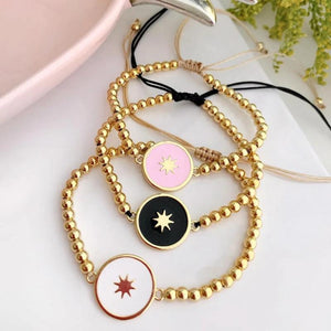 Enamel Star Charm Bracelet for Women Copper Plated Beaded Bracelet