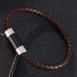 Punk Brown Leather Bracelet with Magnetic Clasp