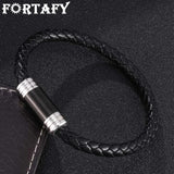 Punk Brown Leather Bracelet with Magnetic Clasp