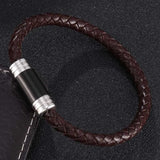 Punk Brown Leather Bracelet with Magnetic Clasp