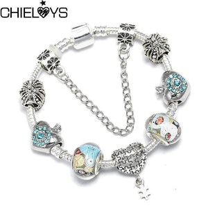 Crystal Heart Pendant Bracelet Charm for Women Classic Jewelry Gift