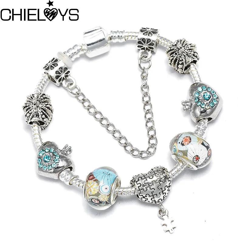 Crystal Heart Pendant Bracelet Charm for Women Classic Jewelry Gift