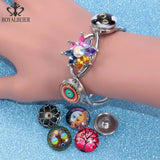 12pcs Mixed Vintage Flowers Glass Snap Buttons for Bracelet Jewelry