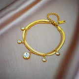 316L Stainless Steel Zircon Charm Bracelet for Women - Non-fading Jewelry