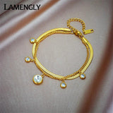 316L Stainless Steel Zircon Charm Bracelet for Women - Non-fading Jewelry