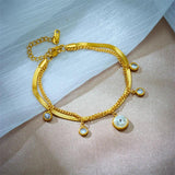 316L Stainless Steel Zircon Charm Bracelet for Women - Non-fading Jewelry