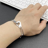 7mm Hip-hop Stainless Steel Handcuffs Bracelet Cuban Brake Chain