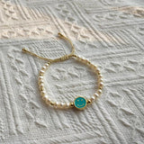 Enamel Charm Happy Face Bracelet Freshwater Pearls Heishi Boho Jewelry