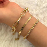 Boho Golden Metal Chain Bracelets Set For Women Snake Chain Layered Jewelry