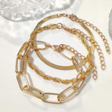 Boho Golden Metal Chain Bracelets Set For Women Snake Chain Layered Jewelry
