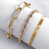 Boho Golden Metal Chain Bracelets Set For Women Snake Chain Layered Jewelry