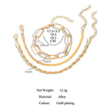 Boho Golden Metal Chain Bracelets Set For Women Snake Chain Layered Jewelry