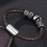 Brown Leather Elephant Bracelet Men Jewelry Steel Magnetic Clasp