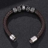 Brown Leather Elephant Bracelet Men Jewelry Steel Magnetic Clasp