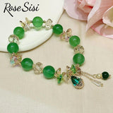 Women's Flower Stone Drop Pendant Agate Bracelet