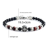 Classic Cross Charm Bracelet Men Vintage 6mm Bead Bracelet for Men Jew...