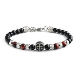 Classic Cross Charm Bracelet Men Vintage 6mm Bead Bracelet for Men Jew...