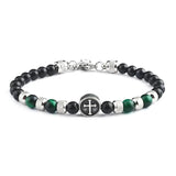 Classic Cross Charm Bracelet Men Vintage 6mm Bead Bracelet for Men Jew...
