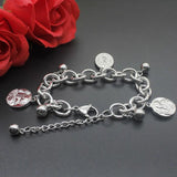 Silver Beads DIY Charm Pendants Bracelet for Women