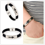 Stainless Steel Silicone Bracelet Men Women Jewelry