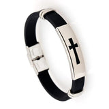 Stainless Steel Silicone Bracelet Men Women Jewelry