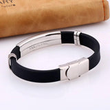 Stainless Steel Silicone Bracelet Men Women Jewelry