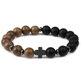 Natural Stone Hematite Cross Bracelet Agate Bead Charm Jewelry