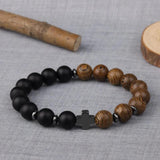 Natural Stone Hematite Cross Bracelet Agate Bead Charm Jewelry