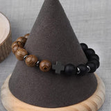 Natural Stone Hematite Cross Bracelet Agate Bead Charm Jewelry