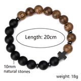 Natural Stone Hematite Cross Bracelet Agate Bead Charm Jewelry
