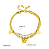 LAMENGLY Butterfly Charm Bracelet for Women Multilayer Chain Jewelry